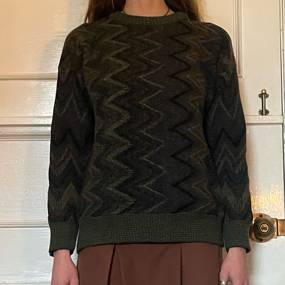 Vintage Grandpa Green Knit Sweater